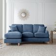 Manhattan Navy Fabric Chaise Corner Sofa - LHF