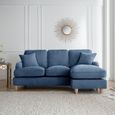 Manhattan Navy Fabric Chaise Corner Sofa - RHF