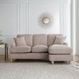 Manhattan Putty Fabric Chaise Corner Sofa - RHF