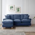 Marigot Navy Fabric Chaise Corner Sofa - LHF