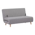 Marlow 2 Seater Click Clack Sofa Bed - Grey Fabric - Natural Legs