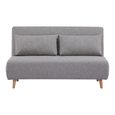 Marlow 2 Seater Click Clack Sofa Bed - Grey Fabric - Natural Legs