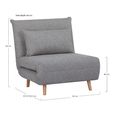 Marlow Click Clack Sofa Bed - Grey Fabric - Natural Legs