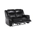 Myra Manual Recliner Sofa - Black Faux Leather - 2 Seater