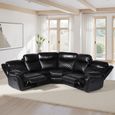 Myra Manual Recliner Corner Sofa - Black Faux Leather