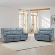 Myra Manual Recliner Sofa Set - Grey Fabric - 3+2 Seater