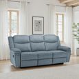 Myra Manual Recliner Sofa - Grey Fabric - 3 Seater