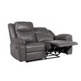 Myra Manual Recliner Sofa - Grey Faux Leather - 2 Seater