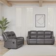 Myra Manual Recliner Sofa Set - Grey Faux Leather - 3+2 Seater
