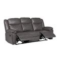 Myra Manual Recliner Sofa - Grey Faux Leather - 3 Seater