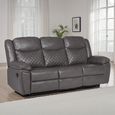 Myra Manual Recliner Sofa - Grey Faux Leather - 3 Seater
