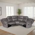 Myra Manual Recliner Corner Sofa - Grey Faux Leather