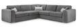 Naples Large Corner Sofa - Grey Fabric