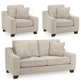 Nebraska Sofa Set - Beige Fabric - 3+1+1 Seater