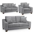 Nebraska Sofa Set - Slate Grey Fabric - 3+2+1 Seater