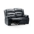 Novie Sofa - Black Faux Leather - 2 Seater