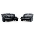 Novie Sofa Set - Black Faux Leather - 3+2 Seater