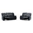 Novie Sofa Set - Black Faux Leather - 3+2 Seater