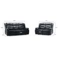 Novie Sofa Set - Black Faux Leather - 3+2 Seater