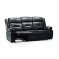 Novie Sofa - Black Faux Leather - 3 Seater