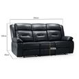 Novie Sofa - Black Faux Leather - 3 Seater