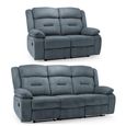 Novie Manual Recliner Sofa Set - Grey Fabric - 3+2 Seater
