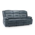 Novie Manual Recliner Sofa - Grey Fabric - 3 Seater