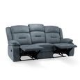 Novie Manual Recliner Sofa - Grey Fabric - 3 Seater