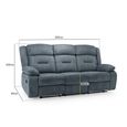 Novie Manual Recliner Sofa - Grey Fabric - 3 Seater