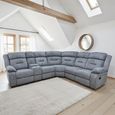 Novie Manual Recliner Corner Sofa - Grey Fabric