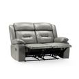 Novie Manual Recliner Sofa - Grey Faux Leather - 2 Seater
