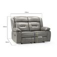 Novie Manual Recliner Sofa - Grey Faux Leather - 2 Seater