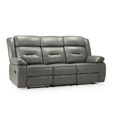 Novie Manual Recliner Sofa - Grey Faux Leather - 3 Seater