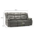 Novie Manual Recliner Sofa - Grey Faux Leather - 3 Seater
