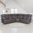Novie Manual Recliner Corner Sofa - Grey Faux Leather
