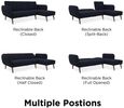 Nowata Brittany Navy Blue Linen Sectional Futon Sofa Bed - 2276629NUK