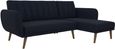Nowata Brittany Navy Blue Linen Sectional Futon Sofa Bed - 2276629NUK
