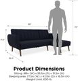 Nowata Brittany Navy Blue Linen Sectional Futon Sofa Bed - 2276629NUK