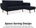 Nowata Brittany Navy Blue Linen Sectional Futon Sofa Bed - 2276629NUK