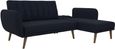 Nowata Brittany Navy Blue Linen Sectional Futon Sofa Bed - 2276629NUK