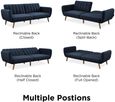 Nowata Brittany Navy Linen Futon Sofa Bed - 2115629NUK
