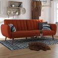Nowata Brittany Orange Linen Futon Sofa Bed - 2115529NUK