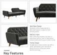 Nowata Tallulah Grey Velvet Futon Sofa Bed - 2144479NUK