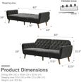 Nowata Tallulah Grey Velvet Futon Sofa Bed - 2144479NUK