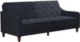 Nowata Vintage Blue Velvet Tufted Futon Sofa Bed - 2238679NUK