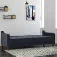Nowata Vintage Blue Velvet Tufted Futon Sofa Bed - 2238679NUK