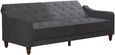 Nowata Vintage Grey Velvet Tufted Futon Sofa Bed - 2238479NUK