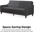 Nowata Vintage Grey Velvet Tufted Futon Sofa Bed - 2238479NUK