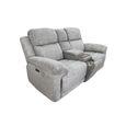 Owen Electric Recliner Sofa - Grey Fabric - 2 Seater - Console