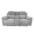 Owen Electric Recliner Sofa - Grey Fabric - 2 Seater - Console